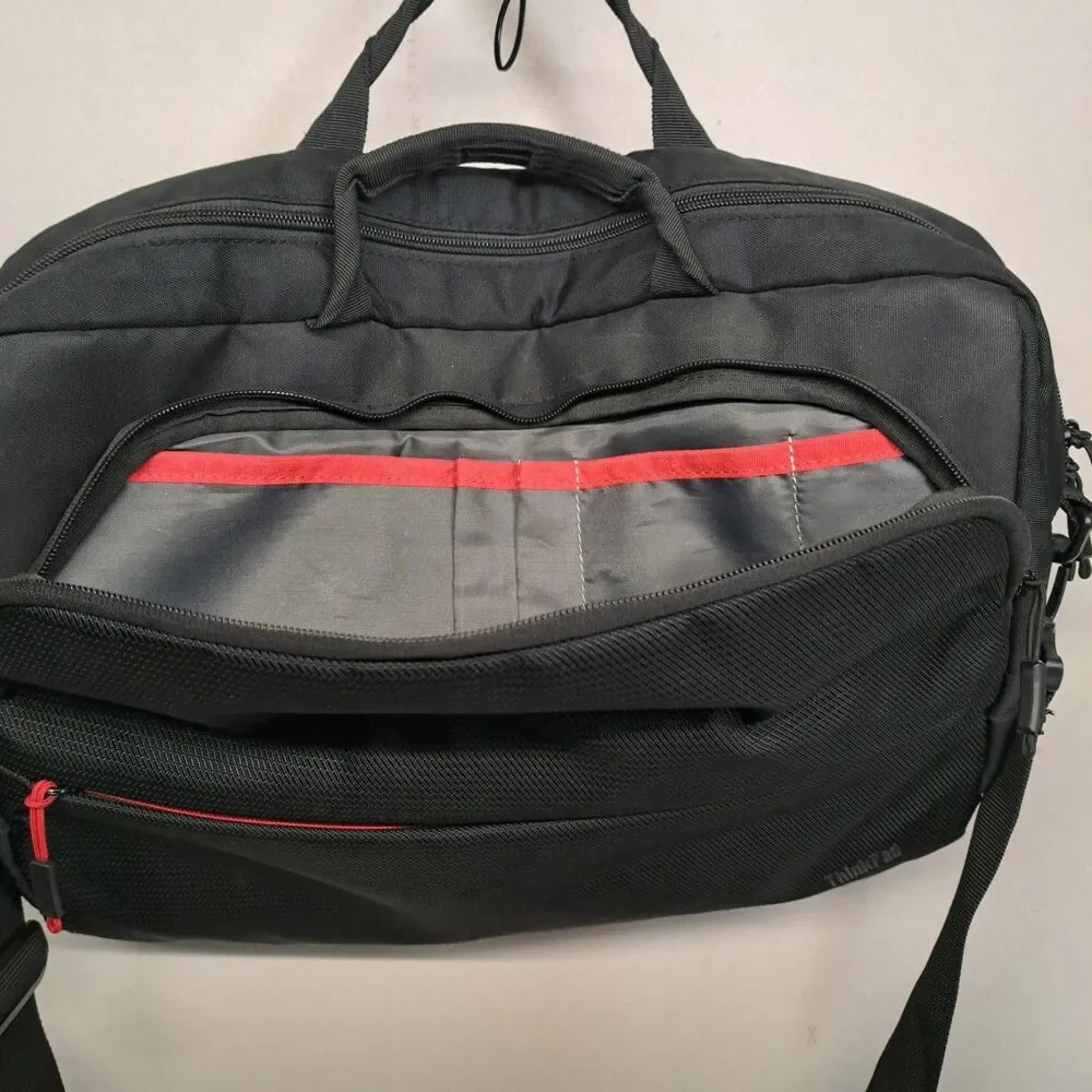 Lenovo ThinkPad Laptop Case Briefcase Messenger Bag Black Red Padded Shoulder